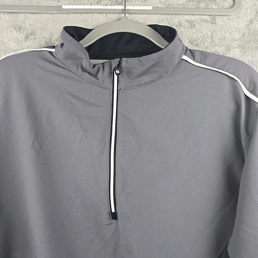 FootJoy FJ Golf Pullover Shirt 1/2 Zip Men Large Gray Performance Stretch Pocket